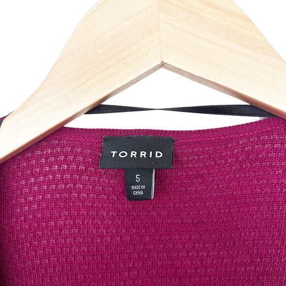 Torrid Maroon Cardigan Drape Front Sweater Sz 5X - Picture 2 of 4